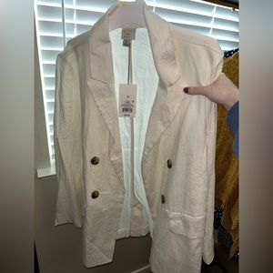 Target A New Day Cream Double Breasted Linen Blazer size medium